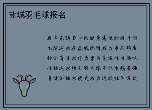 盐城羽毛球报名